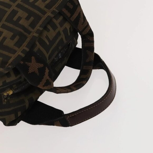 FENDI Zucca Canvas Hand Bag Leather 2 Set Light Blue Black Brown Auth 132508 - Picture 11 of 15